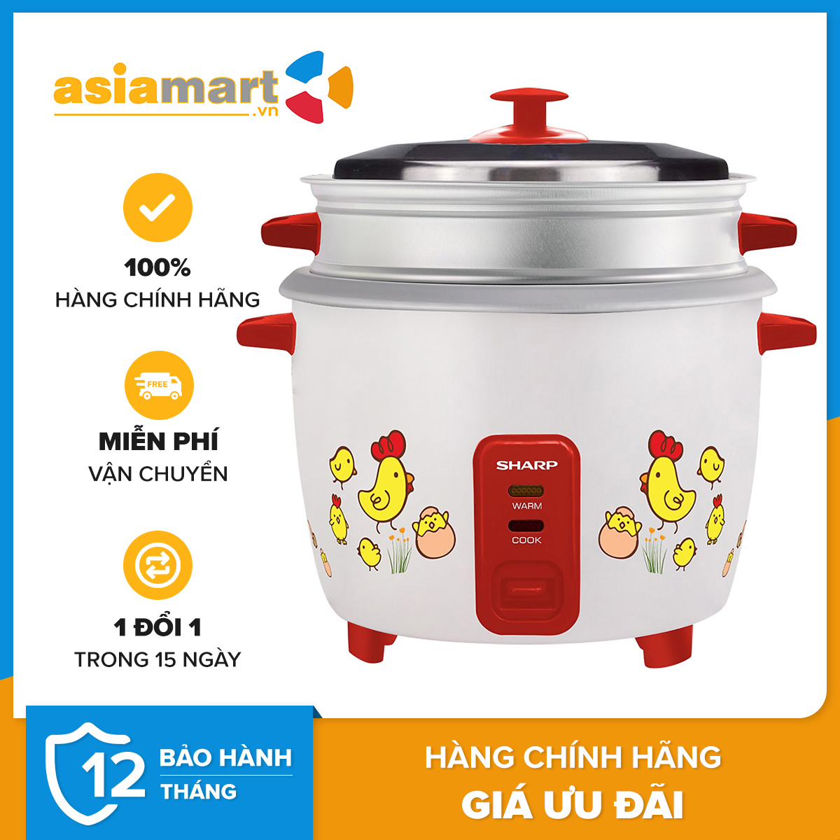 Nồi Cơm Điện Sharp KSH-D22SV 2.2L ( màu ngẫu nhiên) - Hàng Chính Hãng