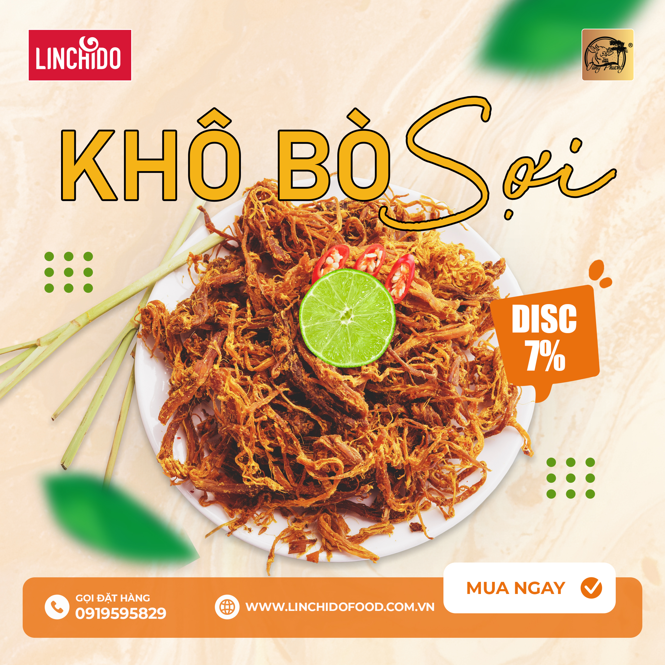 [ COMBO 3 HỘP ] Khô Bò Sợi _ Tùng Phương Du Ký _ Loại 100 Gram