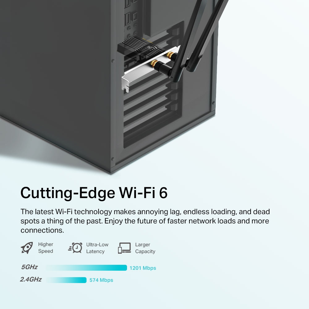 Card mạng WIFI 6 AX1800 Archer TX20E | Chuẩn PCIe | Bluetooth 5.2 | Phạm vi kết nối tín hiệu rộng | Bảo hành 2 năm | Hàng Chính Hãng