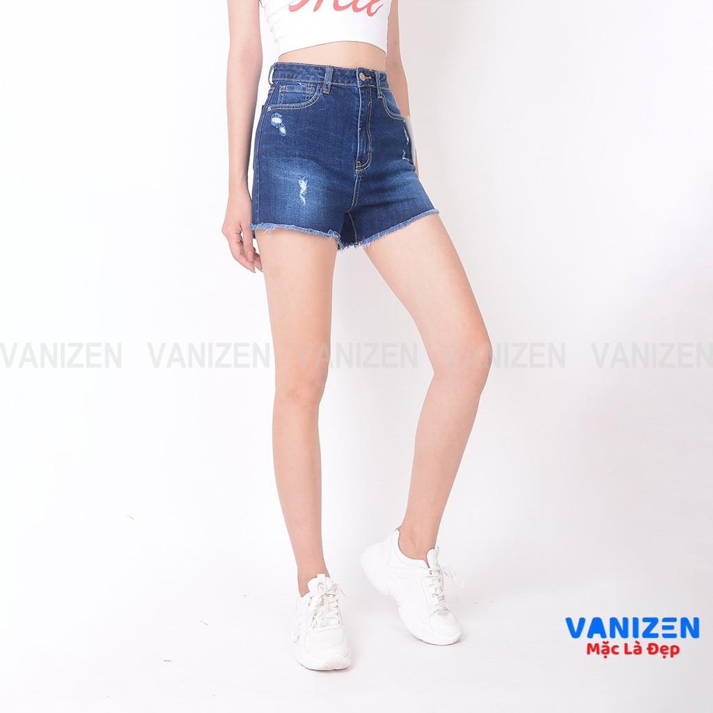 Quần short jean nữ ngắn đẹp lưng cao cạp cao tua rua gấu rách hàng cao cấp mã 431 VANIZEN