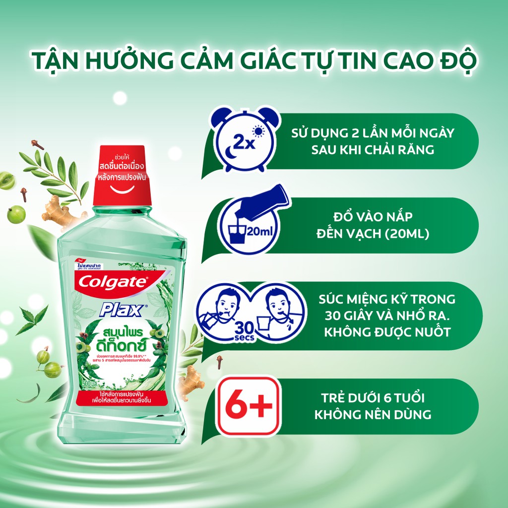 Bộ 2 Nước súc miệng Colgate Herbal Detox 500ml