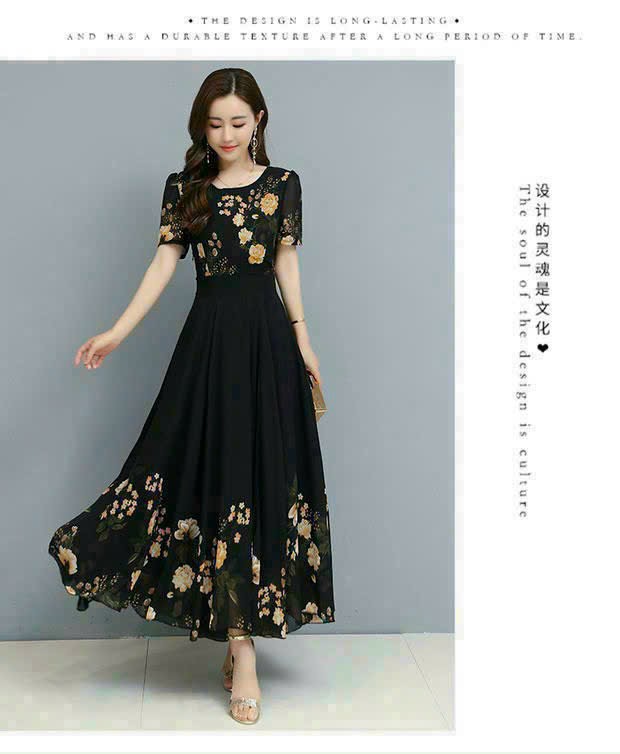 ĐẦM MAXI HỌA TIẾT HOA 3D CAO CẤP S20290