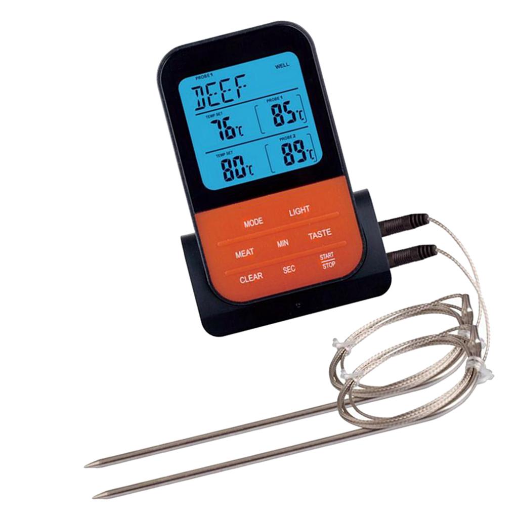 Wireless Meat BBQ Thermometer Remote Cooking Food Digital Grill Thermometer with Dual Probes for Oven Smoker Grill BBQ Thermometer