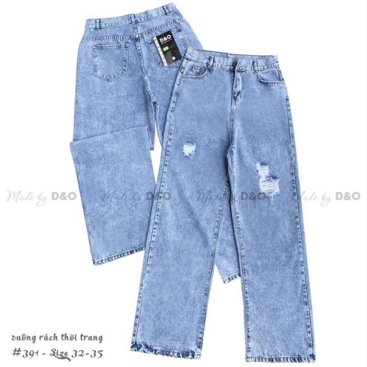 Quần Dài Jean Ống Suông Rộng Hắc Dáng, Lưng Cao Qua Rốn, Không Giãn, Dài Quần 105cm