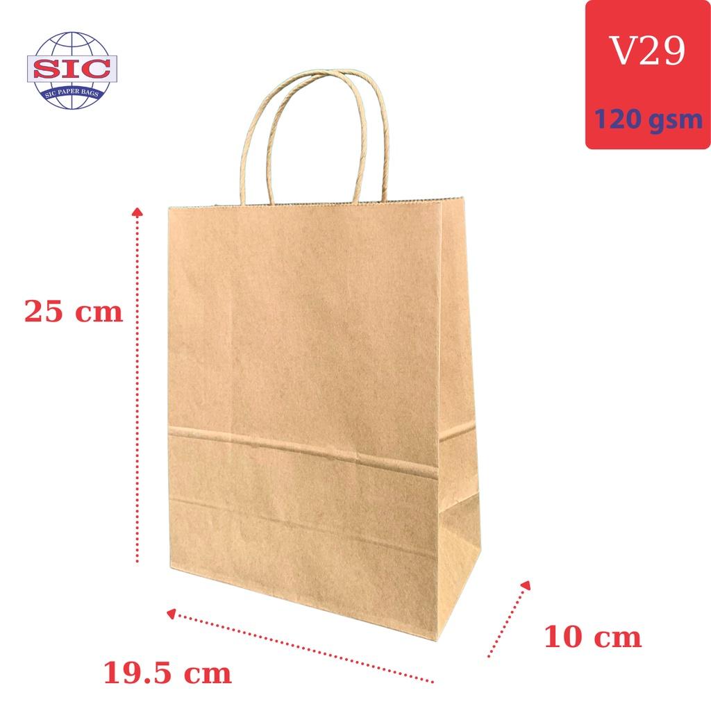 10 CHIẾC TÚI GIẤY KRAFT V29: 19.5x10x25cm CÓ QUAI