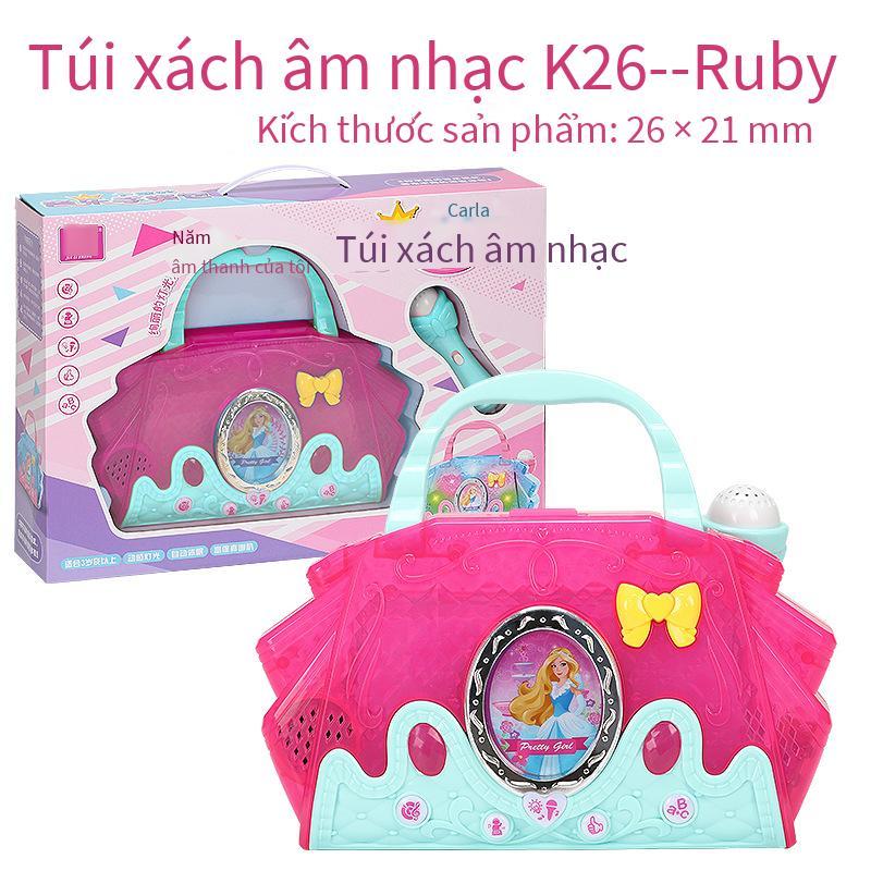 Phong cách mới nhất của trẻ em trí thông minh âm nhạc phim hoạt hình ba lô đồ chơi giáo dục sớm với micrô micrô âm nhạc ánh sáng lưu trữ túi cô gái