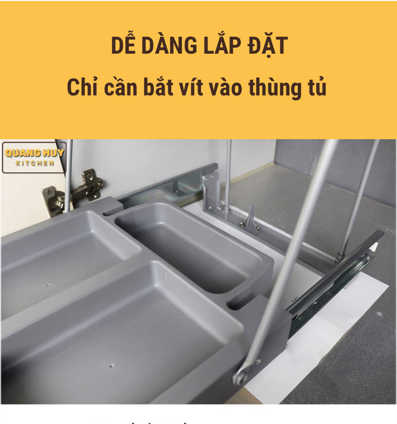 Thùng rác âm tủ bếp nhấn mở tự động cam kết chính hãng Grob