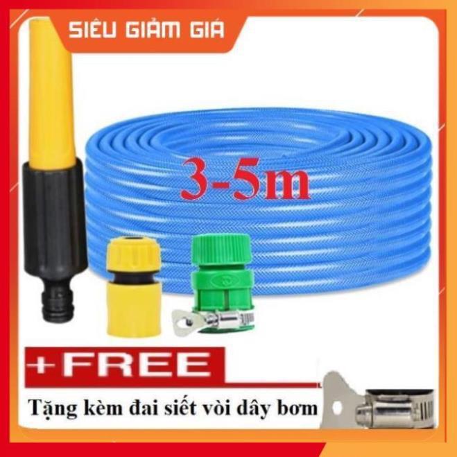 Bộ dây vòi xịt nước rửa xe, tưới cây đa năng, tăng áp 3 lần, loại 3m, 5m 206622-5 cút sập,nối vàng+ tặng đai