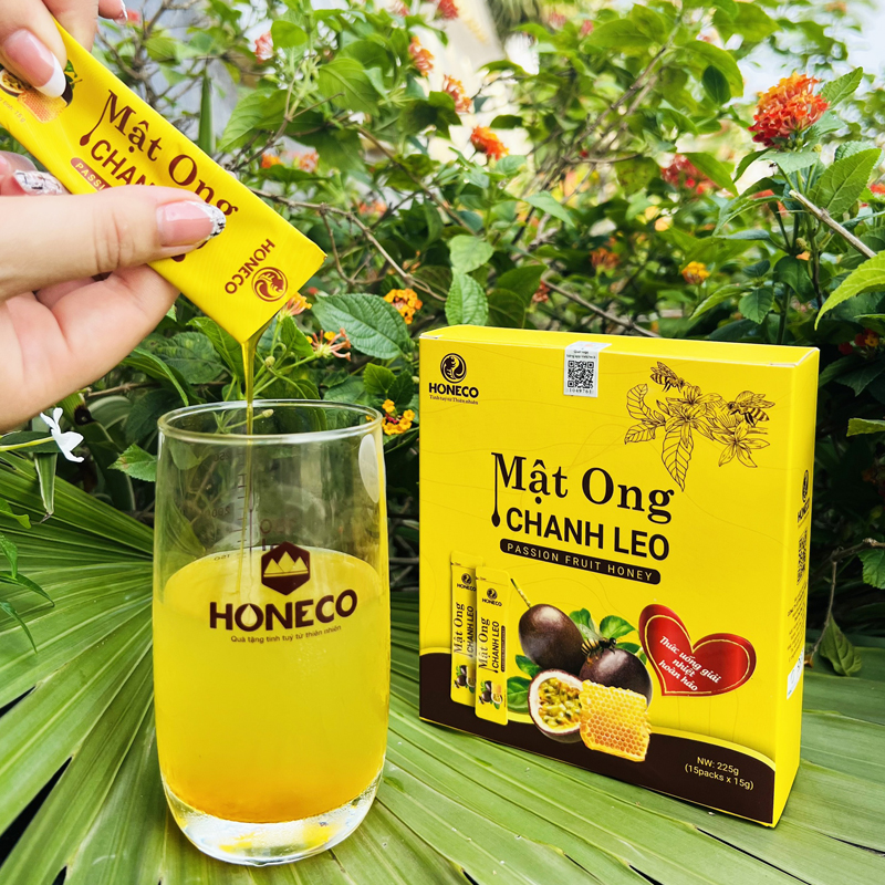 Mật ong chanh leo Honeco 15 gói x 15g