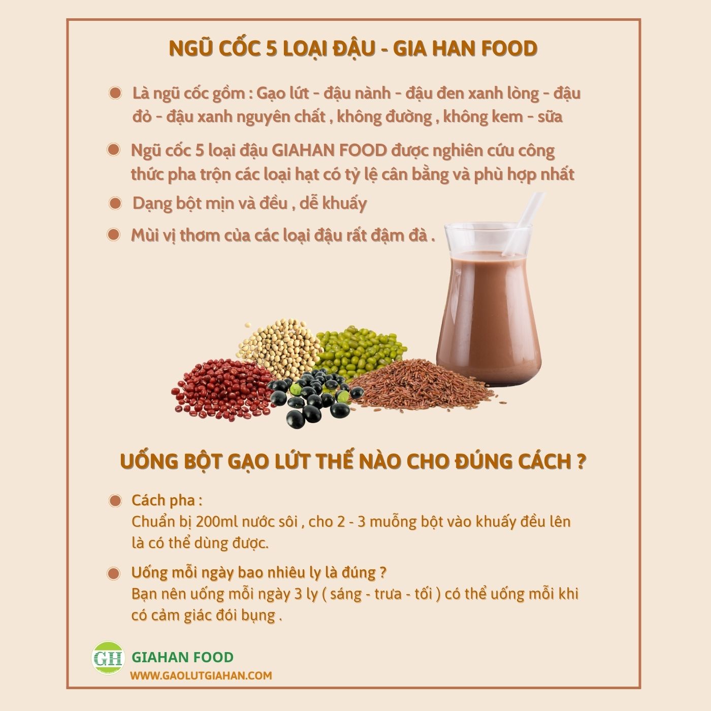 Bột 5 loại đậu tăng cân - tăng vòng 1 - đẹp da GIAHAN FOOD giúp. Bột 5 thứ đậu, đậu đen xanh lòng,đậu đỏ,đậu xanh và gạo lứt