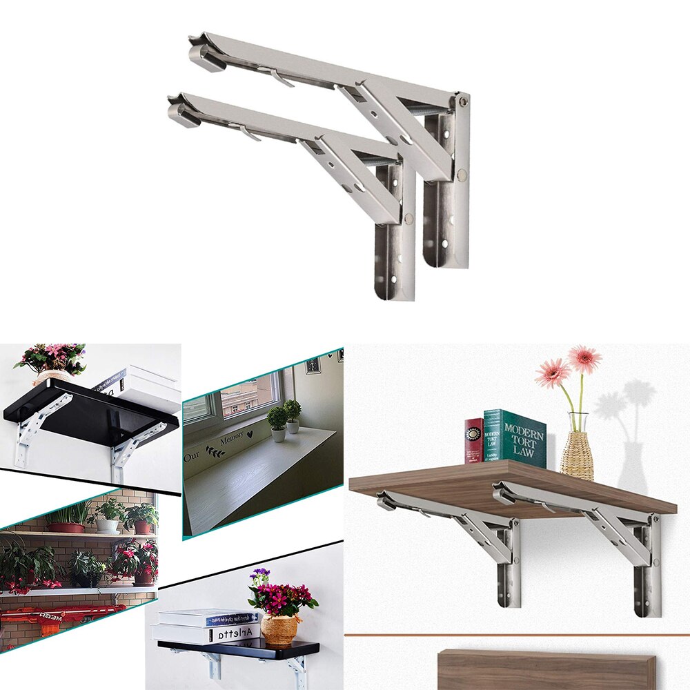 Bộ 2 giá đỡ Ke bàn gấp treo tường thông minh thép không gỉ - Dùng cho bàn học, bàn ăn, bàn làm việc, kệ trang trí – MH2011