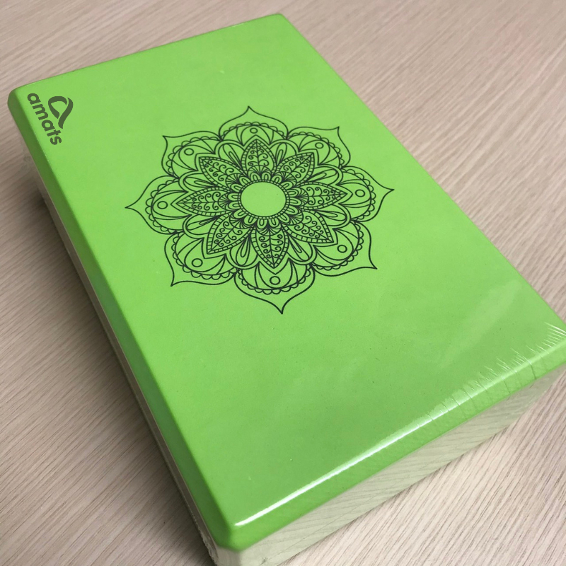 Combo Vòng Trơn Tập Yoga bản rộng 33x20cm + 2 Gạch Yoga In Hoa Mandala - YOGA QG, Vòng Bằng Nhựa ABS Cao Cấp Bọc TPE, Chịu Lực Cao, Gạch Chất Liệu EVA Cứng Cáp
