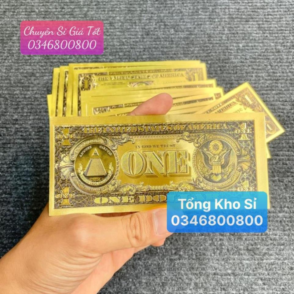 Tờ Tiền Kỉ Niệm 1 Đô Plastic (1 USD) Mạ Vàng Lì Xì Tết May Mắn