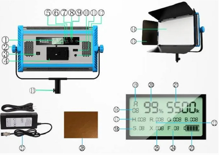 Đèn led quay phim 180w A-2200C RGB Yidoblo hàng chính hãng.