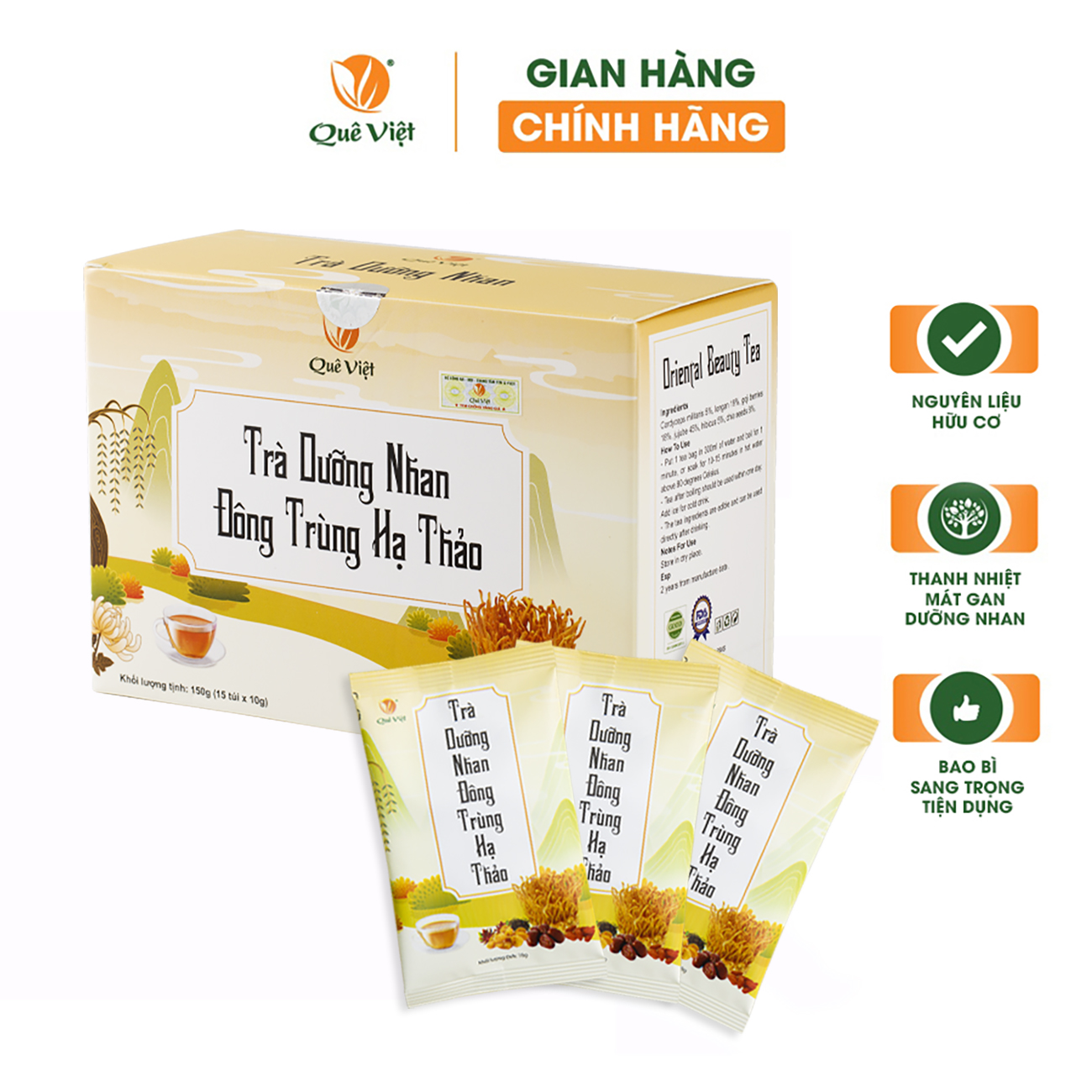 Trà dưỡng nhan đông trùng hạ thảo - Hộp 150g (10g x 15 túi)