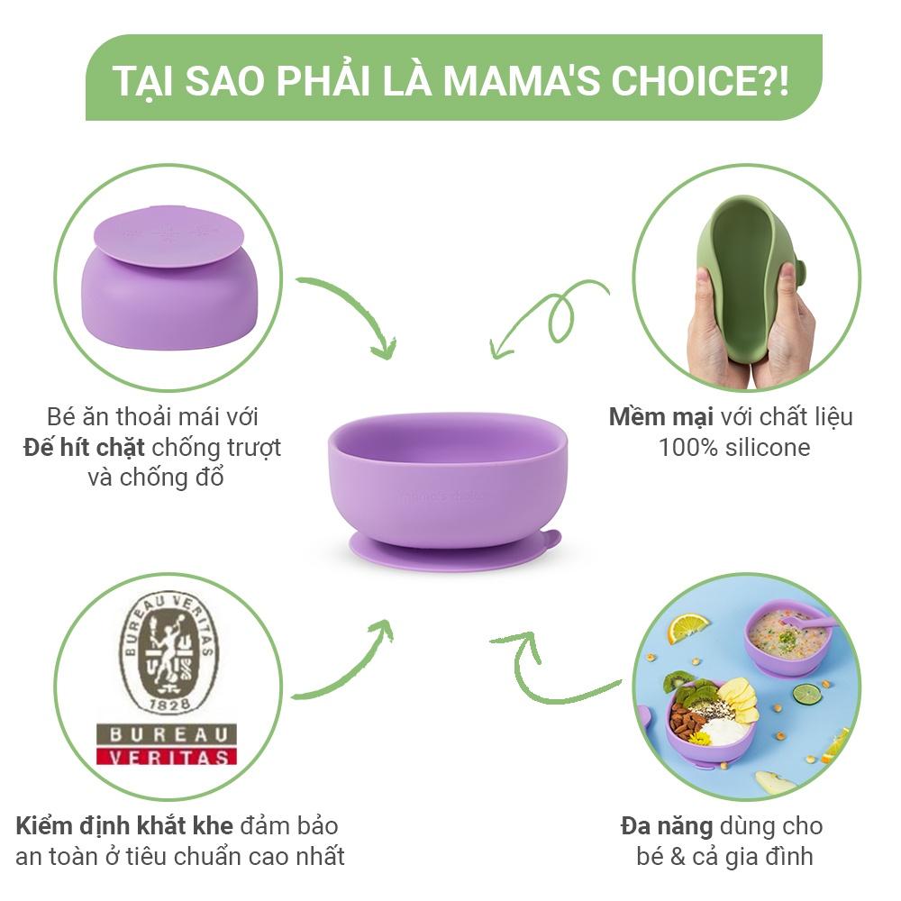 Bát Ăn Dặm Silicone Mama's Choice Cao Cấp, Đế Hít Chống Trượt Đổ Giúp Bé Ăn Dặm Dễ Dàng, Kiểm Định An Toàn Quốc Tế