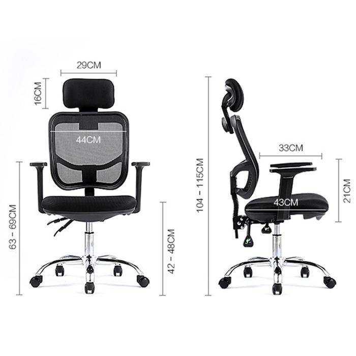 Ghế lưới xoay văn phòng tựa đầu HP037, Ghế văn phòng làm việc chân xoay cao cấp mới nhất 2021