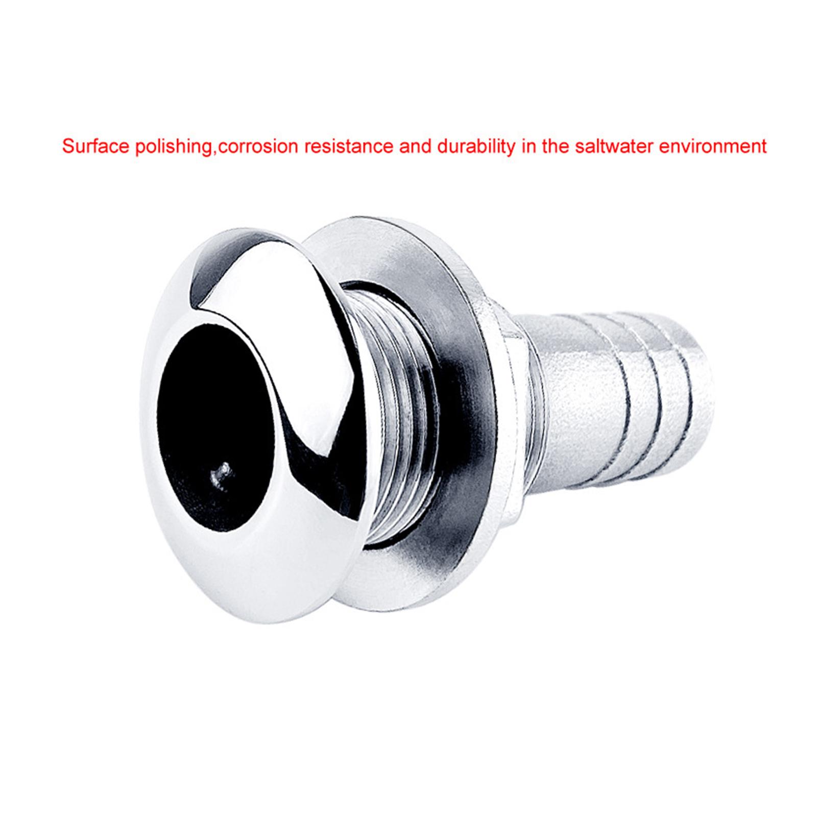 Replacement Marine Hardware Stainless Steel Yacht Thru Hull Plumbing Fitting Water Outlet Port Rust Proof for 3/4" or 1" Hose Outdoor Boat Accessories