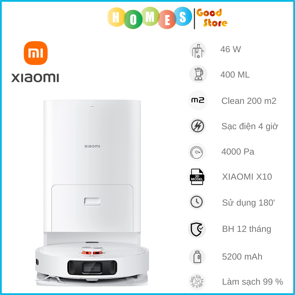 Robot Hút Bụi Lau Nhà Xiaomi X10+ Tự Gom Đổ Rác Tự Động 4000 Pa, Kết Nối App Mihome - Bản Quốc Tế