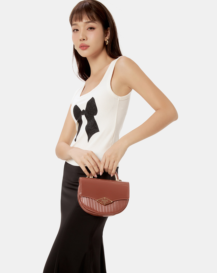 Túi Xách Nữ Thời Trang JUNO Cỡ Nhỏ Top Handle Trang Trí Logo Border TXN784