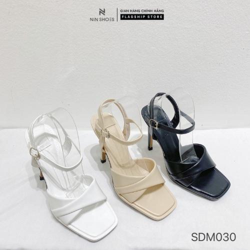 Giày Sandal nữ Ninshoes - Sandal mũi vuông đúp đế 10p quai bản chéo