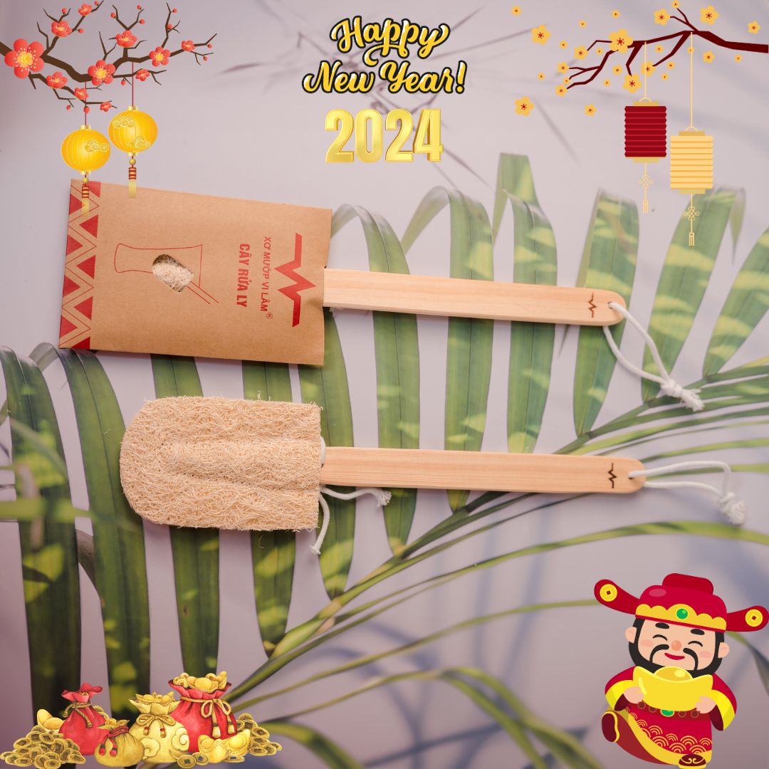 Cây Rửa Ly 2 Cánh Xơ Mướp Vi Lâm - Rửa Sạch Ly Tách - Thân Thiện Môi Trường