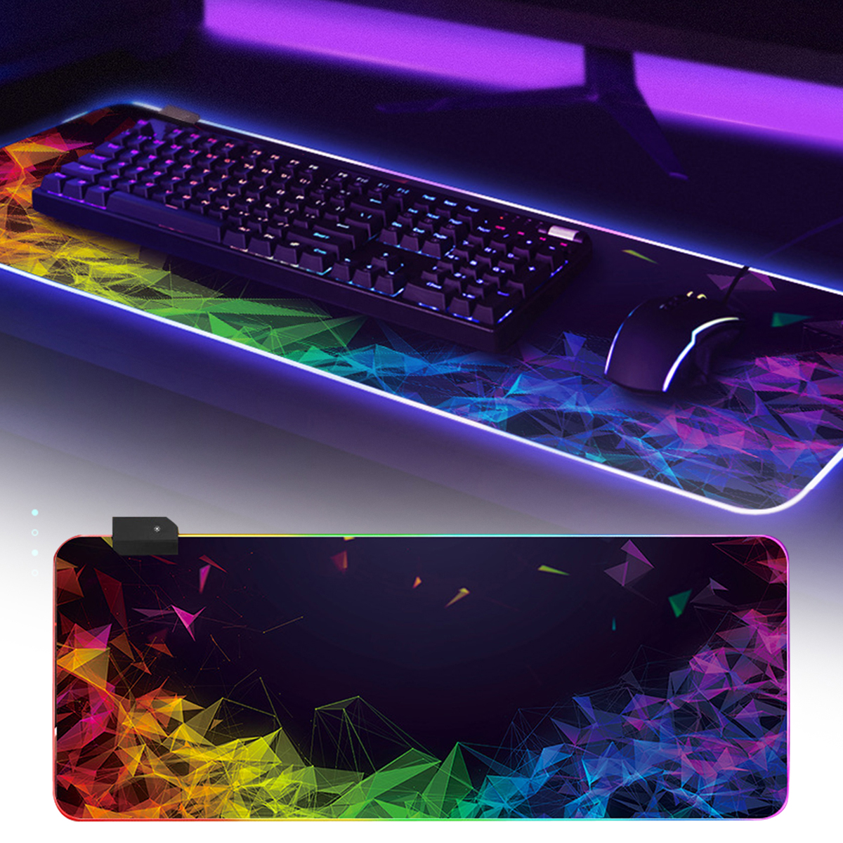 Lót chuột gaming LED RGB cỡ lớn - Bàn di chuột, pad chuột gaming LED RGB dày 4mm in siêu nét, siêu bền