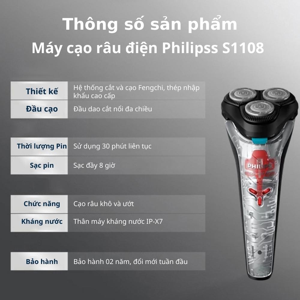 Máy cạo râu Philips điện S1108 với đầu cạo linh hoạt theo bốn chiều - Hàng nhập khẩu