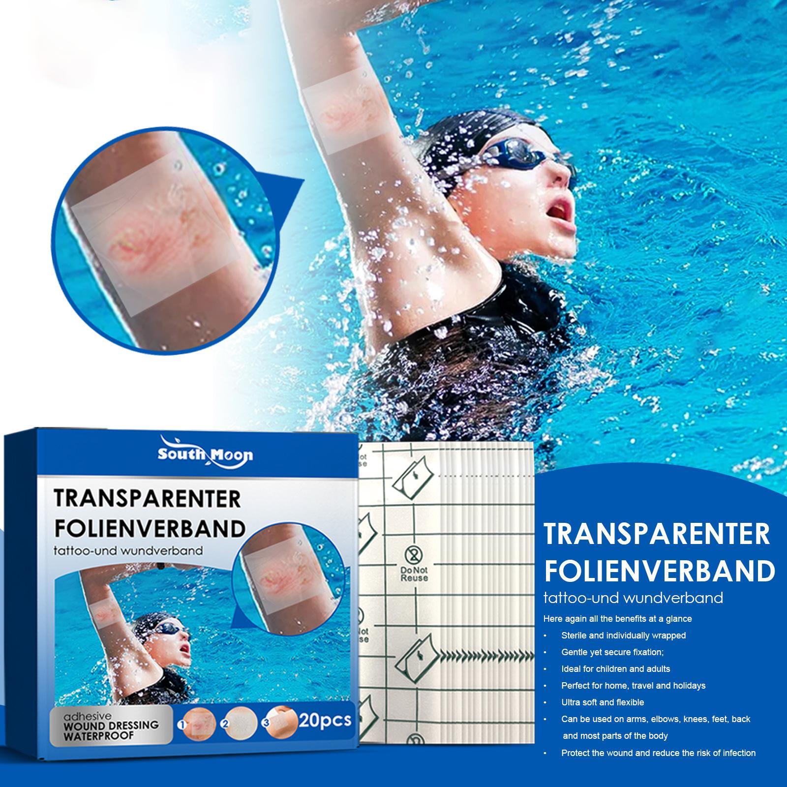 20x Transparent Stretch Adhesive Bandage Showerproof Clear Adhesive Bandages for Showering
