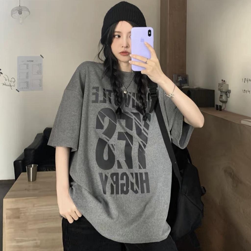 Áo thun tay lỡ form rộng in họa tiết chữ YES HUGRY - phông ulzzang unisex nam nữ đều mặc được