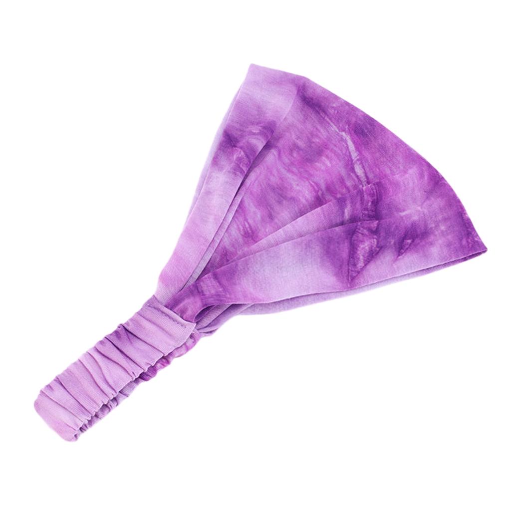 Tie-Dye Headband Stretch Wide Hair Wrap Hair Band Yoga Headwear Yellow