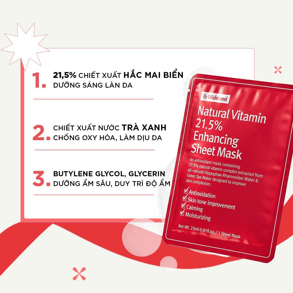 10 By Wishtrend mặt nạ giấy Natural Vitamin 21.5% Enhancing Sheet Mask 23ml