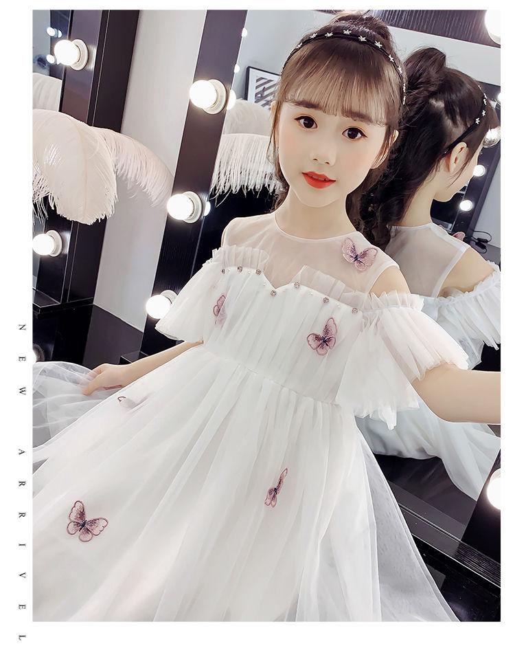 CHENGRUI Cô gái ăn mặc mùa hè váy trẻ em lưới váy công chúa đỏ váy cô gái nhỏ phong cách phương Tây fluffy lụa váy nàng tiên