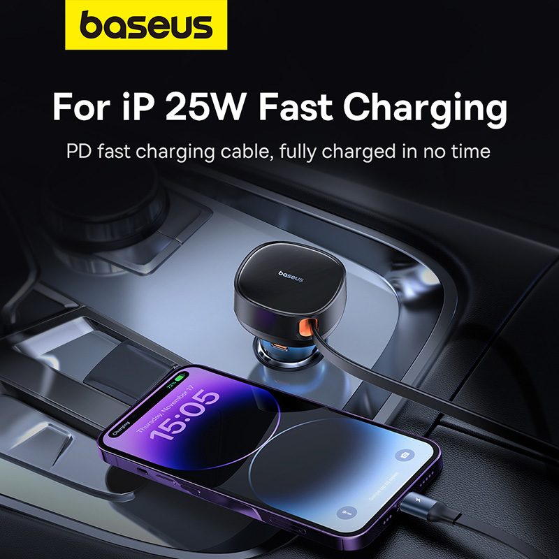 Tẩu Sạc Nhanh Ô Tô Baseus Enjoyment Pro Car Charger 55W/60W (Hàng chính hãng) - 60W-TypeC+Dây C&amp;iP