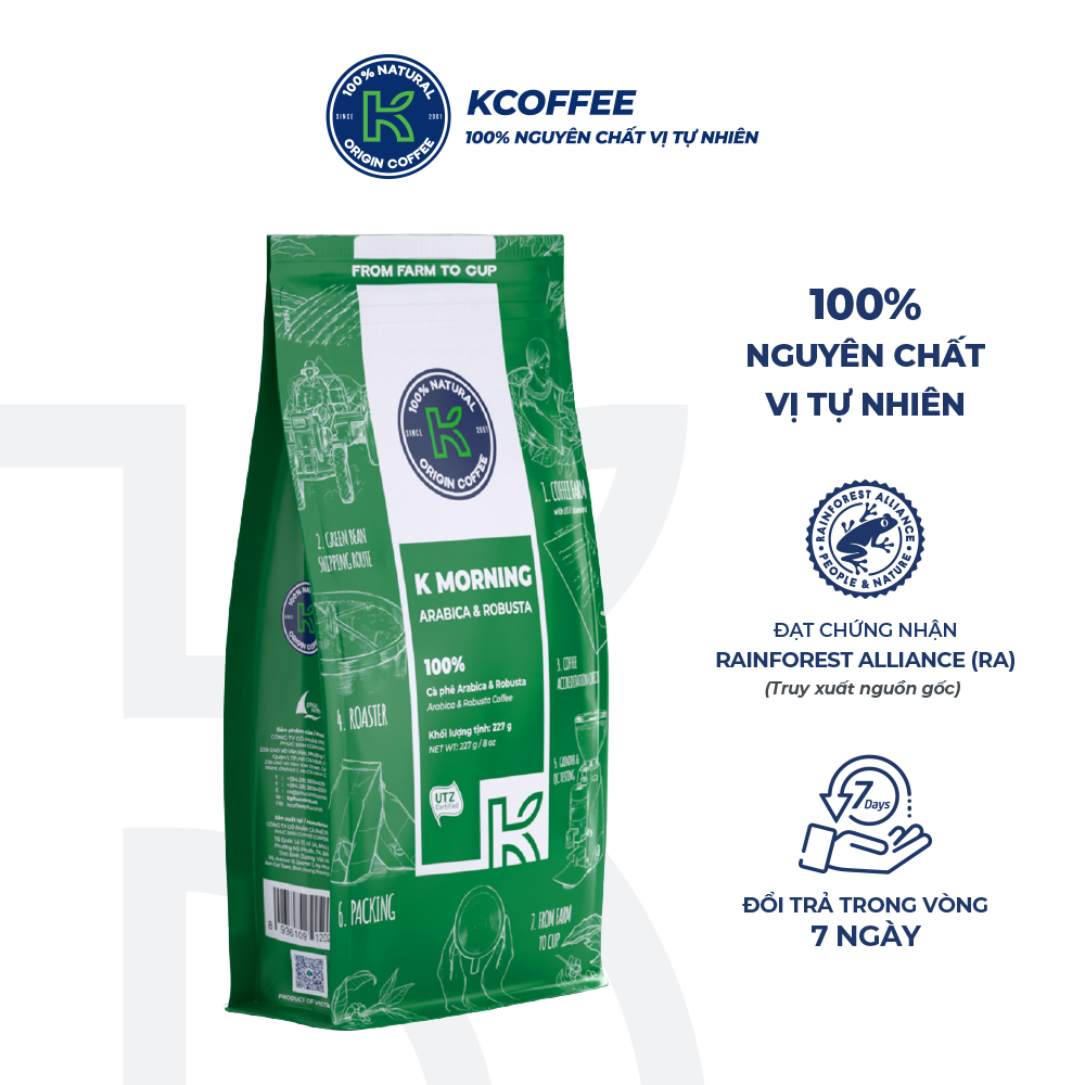 Cà phê rang xay Robusta Arabica xuất khẩu K-Morning thương hiệu K Coffee