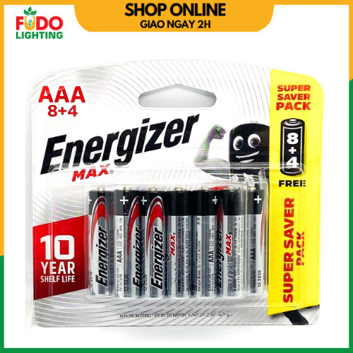  Hộp 120 Viên Pin Max 8 + 4 Viên Energizer E92 BP8+4  AA / AAA Hàng Chính Hãng