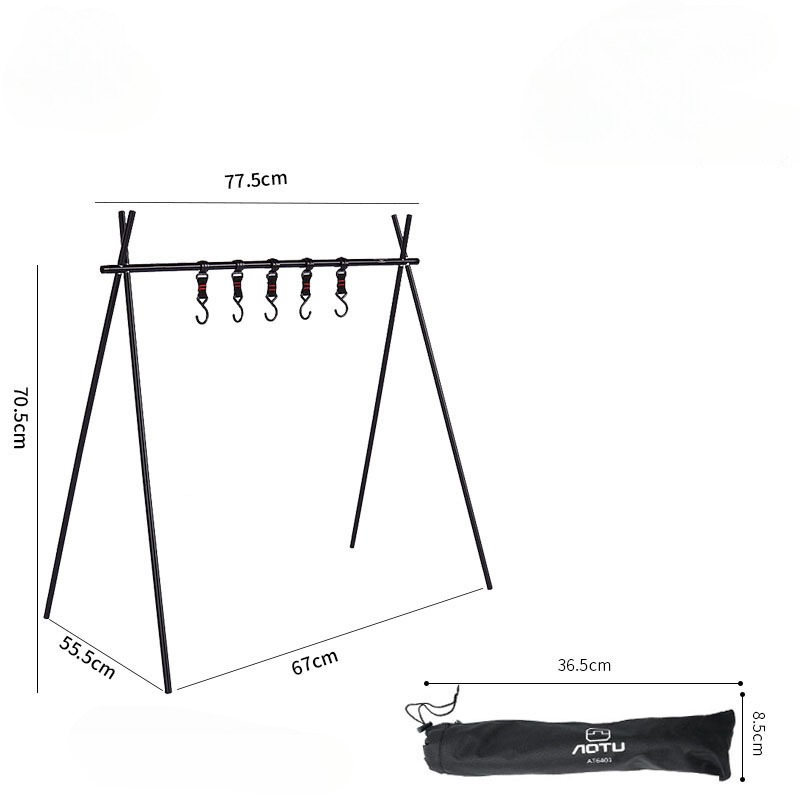 Giá treo đồ cắm trại gấp gọn tiện dụng, Giá móc đồ dã ngoại nhỏ gọn hợp kim nhôm đa năng có túi đựng