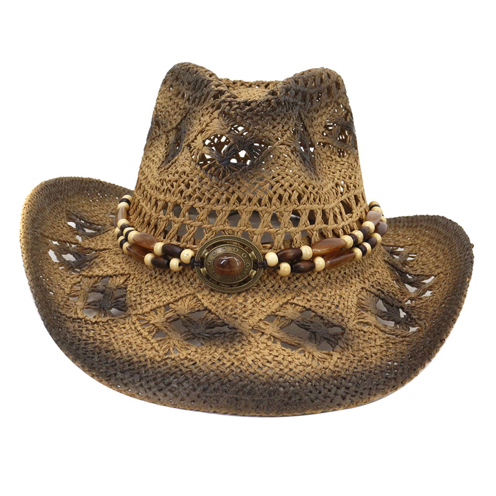 Straw Cowboy Sun Hat Summer Beach Hat for Hiking, Camping, Beach