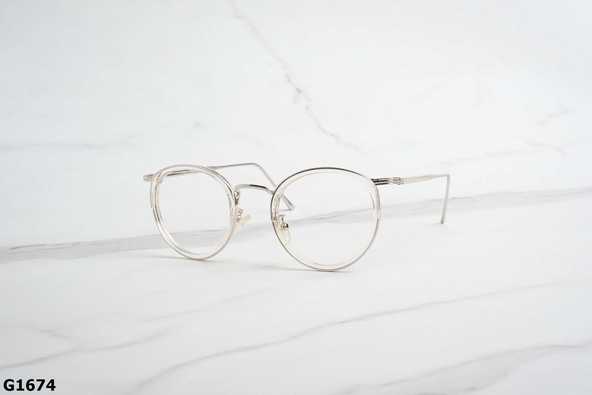 Gọng Kính Cận Hợp Kim Dáng Tròn Ngố Thời Trang Unisex G1674