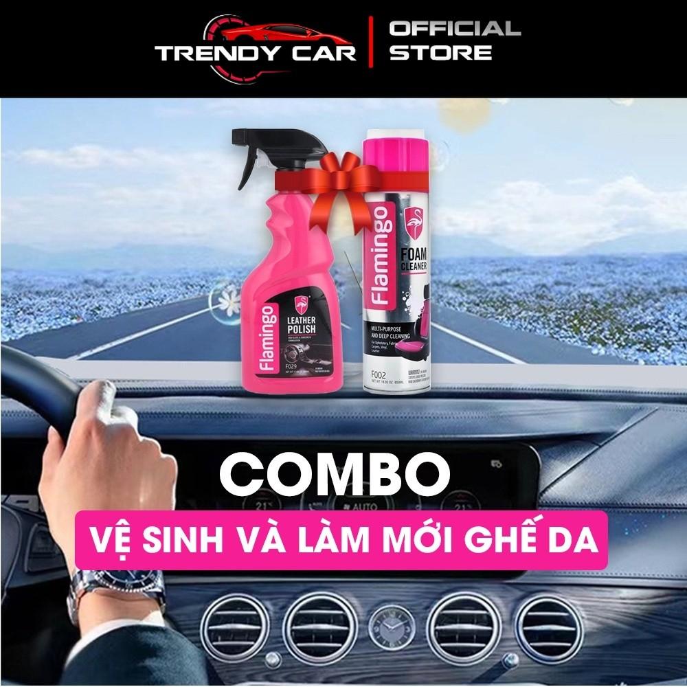 Combo chăm sóc ghế da sofa tại nhà, tẩy sạch vệ sinh và dưỡng bóng ghế da như mới Flamingo dành cho ô tô và ghế gia đình