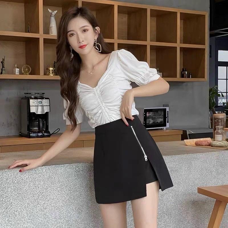 Quần Váy Cạp Cao_Quần Short Giả Váy Khóa Cạnh mã 222 Tep Fashion