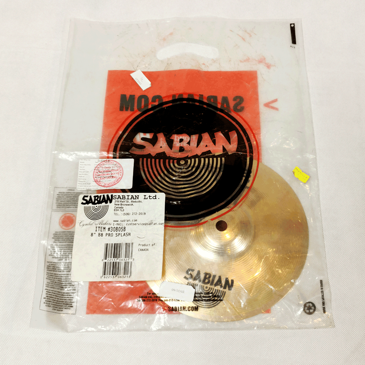 Lá trống 8'' Splash B8PRO Sabian - Hàng chính hãng