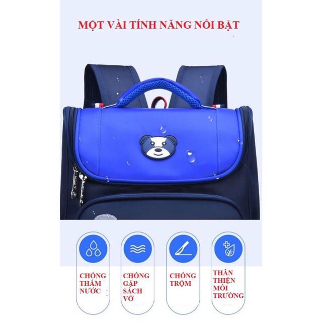 Balo Học Sinh  Balo Gấu Cho Bé Cấp 1 SM BABY Chống Gù,Có Phản Quang,Chống Thấm Nước,Nhiều Ngăn Tiện Dụng.