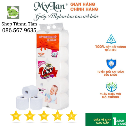 Giấy Vệ Sinh Clasi Mylan 4 Lớp không lõi và có lõi, giấy vệ sinh cho em bé, mềm mịn an toàn cho da em bé