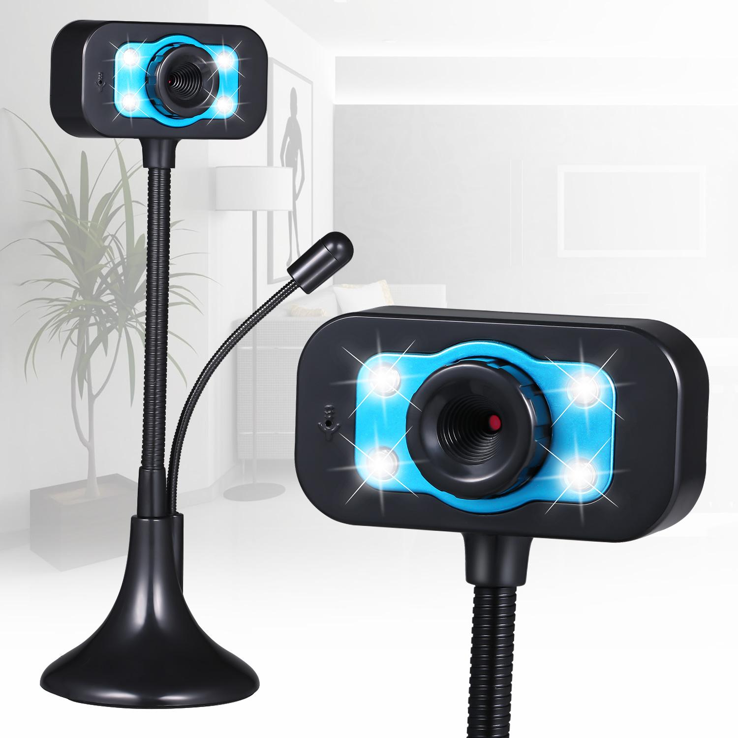 USB Webcam Máy tính để bàn Máy tính PC Video với Micrô Ống linh hoạt 4 L-ED Night V-ision Camera