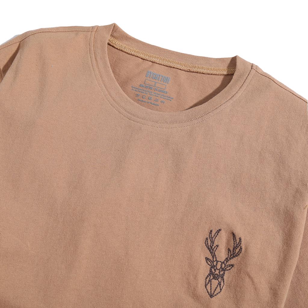 Áo Thun Ngắn Tay Cổ Tròn Nam BY COTTON Deer Single Brown Tee 2022