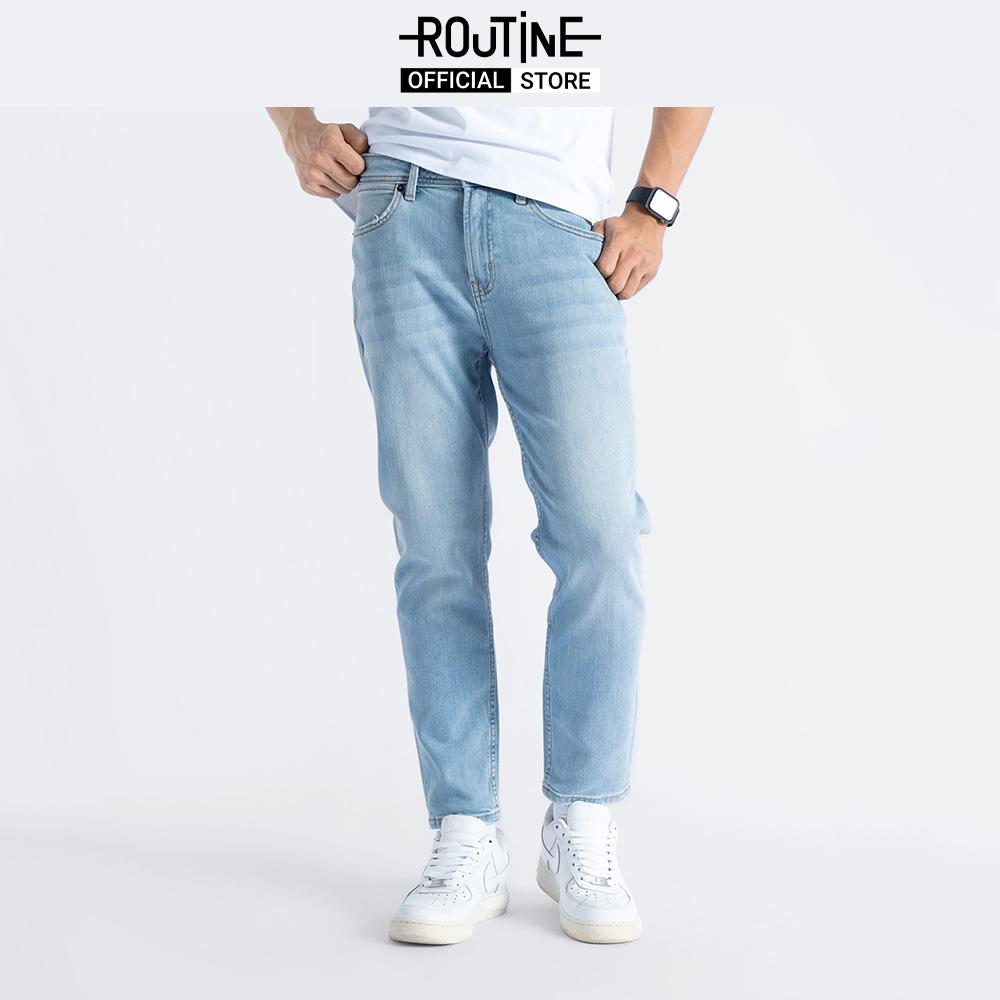 Quần Jean Nam Ống Ôm Trơn Form Slim Crop - Routine 10F22DPA041