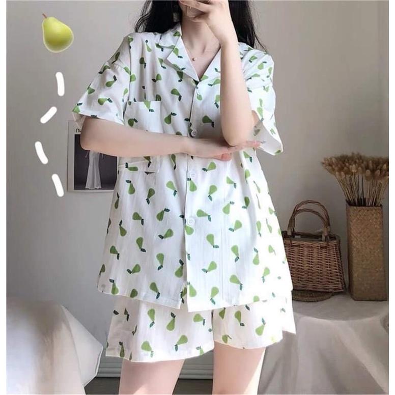 Bộ ngủ nữ cộc hình gấu, bộ pijama quần áo cộc ngắn in hình họa tiết trang trí dễ thương
