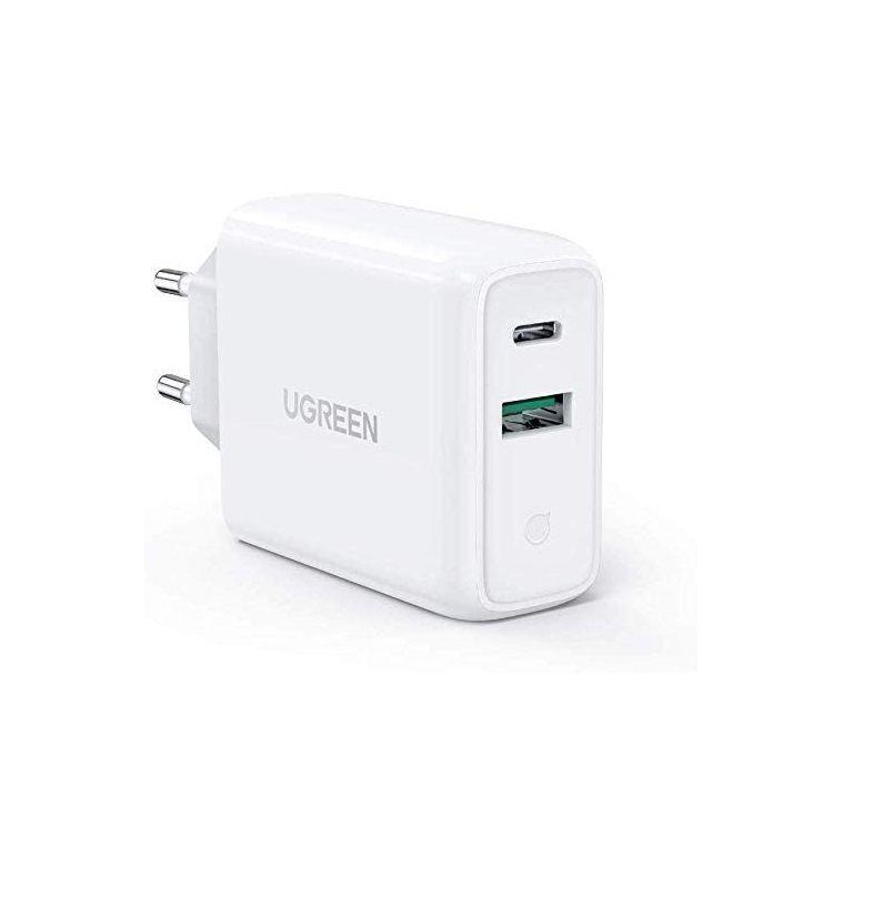 Ugreen UG60468CD170TK 36W sạc USB A và type C màu trắng chuẩn QC3.0 - 4.0 - HÀNG CHÍNH HÃNG