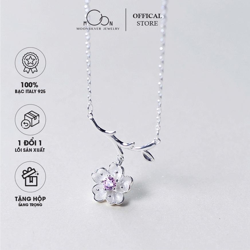 Dây chuyền vòng cổ bạc nữ s925 hoa đào Moonsilver